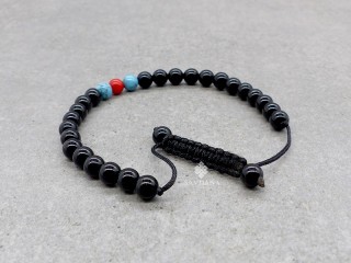 BrMala419 Bracelet Mala de Prières Tibétain Onyx