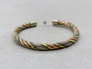 BrD383 Bracelet Tibétain Cuivre Laiton Métal Argenté