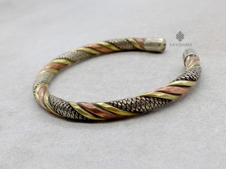 BrD383 Bracelet Tibétain Cuivre Laiton Métal Argenté