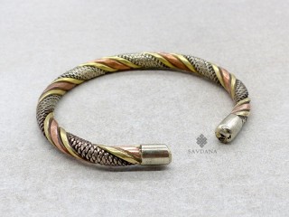 BrD383 Bracelet Tibétain Cuivre Laiton Métal Argenté