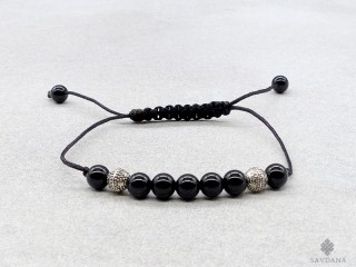 BrMala419 Bracelet Mala de Prières Tibétain Onyx