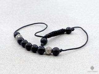 BrMala419 Bracelet Mala de Prières Tibétain Onyx