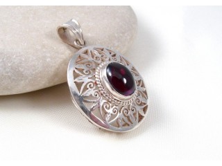 PA99 Pendentif Argent Massif Grenat