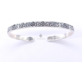 BrA120 Bracelet Tibétain Argent Massif Astamangala