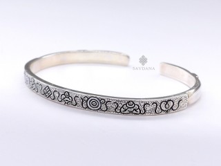 BrA120 Bracelet Tibétain Argent Massif Astamangala