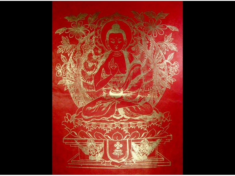 AF26 Affiche Tibétaine Papier Népalais Bouddha