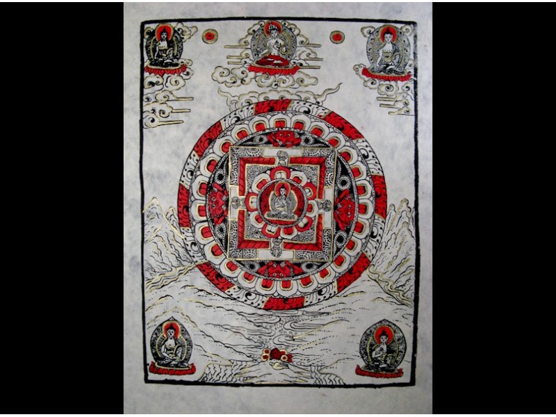 AF30 Affiche Tibétaine Papier Népalais Bouddha