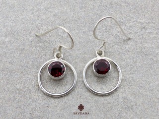 BdOA202 Boucles d'Oreille Argent Massif Grenat