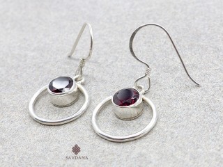 BdOA202 Boucles d'Oreille Argent Massif Grenat