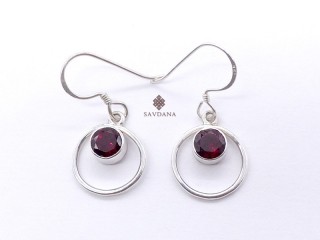 BdOA202 Boucles d'Oreille Argent Massif Grenat