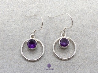 BdOA210 Boucles d'Oreille Argent Massif Améthyste Longueur 3,3 cm