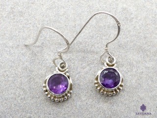 BdOA211 Boucles d'Oreille Argent Massif Améthyste Longueur 2,7 cm