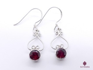 BdOA213 Boucles d'Oreille Argent Massif Grenat Longueur 3,6 cm