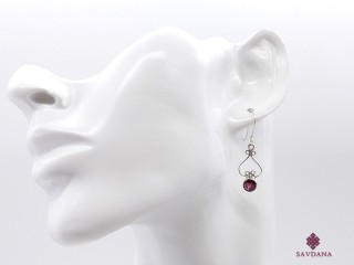 BdOA213 Boucles d'Oreille Argent Massif Grenat Longueur 3,6 cm