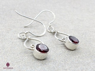 BdOA213 Boucles d'Oreille Argent Massif Grenat Longueur 3,6 cm