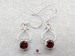 BdOA213 Boucles d'Oreille Argent Massif Grenat Longueur 3,6 cm