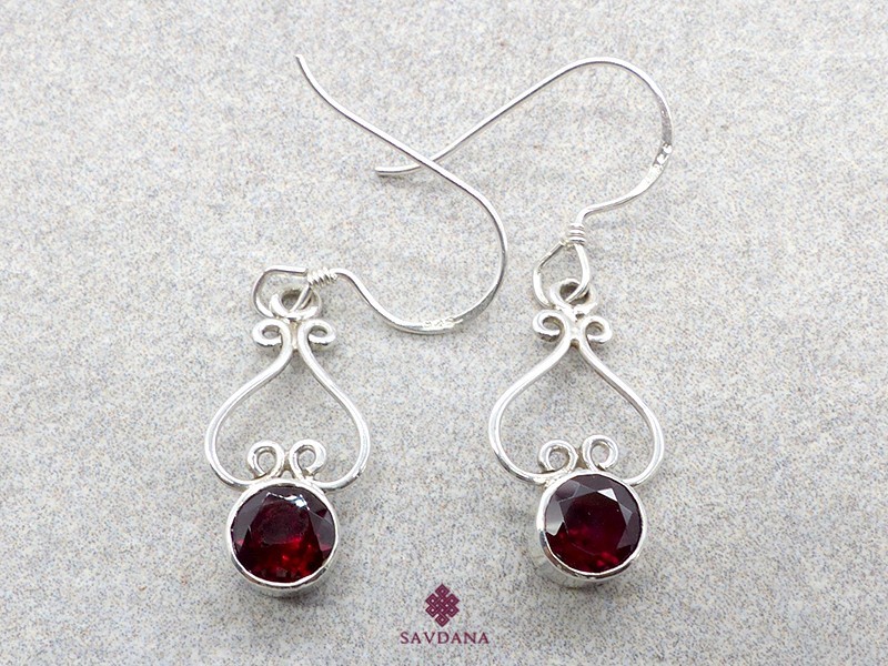 BdOA213 Boucles d'Oreille Argent Massif Grenat Longueur 3,6 cm