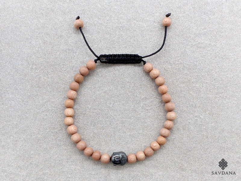 BrMala425 Bracelet Mala de Prières Tibétain Bois Bouddha
