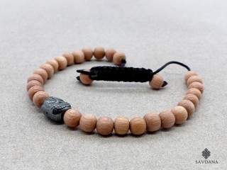 BrMala425 Bracelet Mala de Prières Tibétain Bois Bouddha