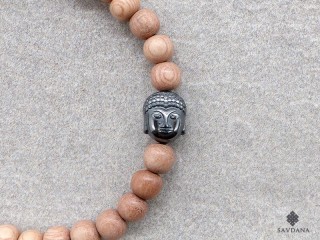 BrMala425 Bracelet Mala de Prières Tibétain Bois Bouddha