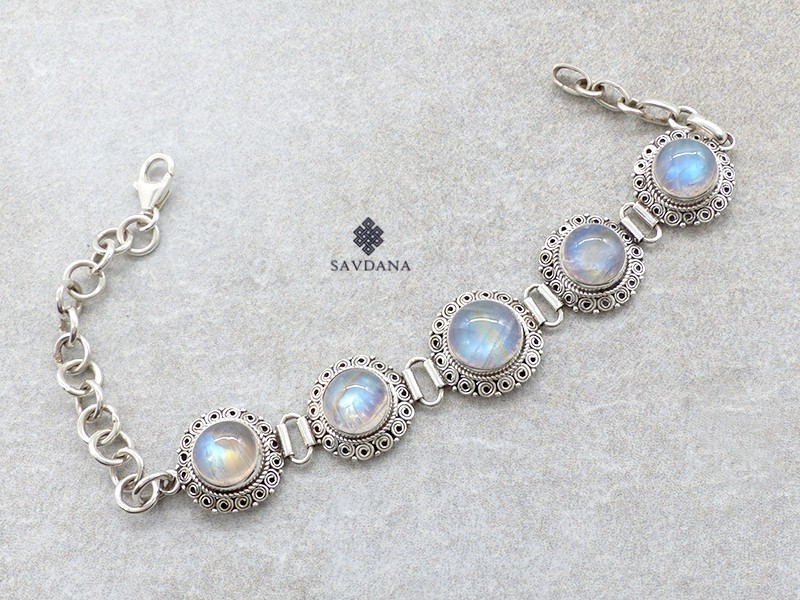 Bracelet Tibétain En Argent Avec Fleur Rouge Et Agate - Bijou Fantaisie Femme