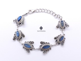 BrA124 Bracelet Argent Massif Papillon Labradorite