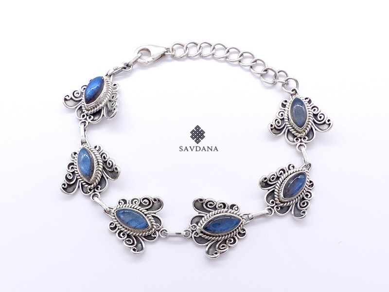 BrA124 Bracelet Argent Massif Papillon Labradorite