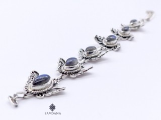 BrA124 Bracelet Argent Massif Papillon Labradorite