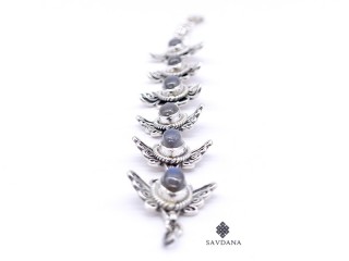BrA124 Bracelet Argent Massif Papillon Labradorite