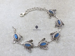 BrA124 Bracelet Argent Massif Papillon Labradorite