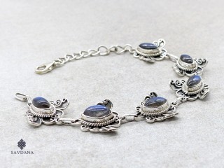 BrA124 Bracelet Argent Massif Papillon Labradorite