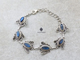 BrA124 Bracelet Argent Massif Papillon Labradorite