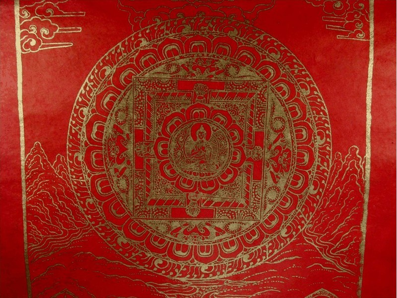 AF42 Affiche Tibétaine Papier Népalais Bouddha