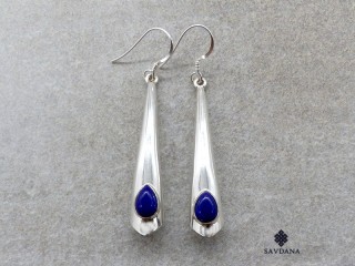 BdOA219 Boucles d'Oreille Argent Massif Lapis Lazuli. Longueur 5,5 cm