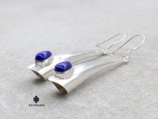 BdOA219 Boucles d'Oreille Argent Massif Lapis Lazuli. Longueur 5,5 cm