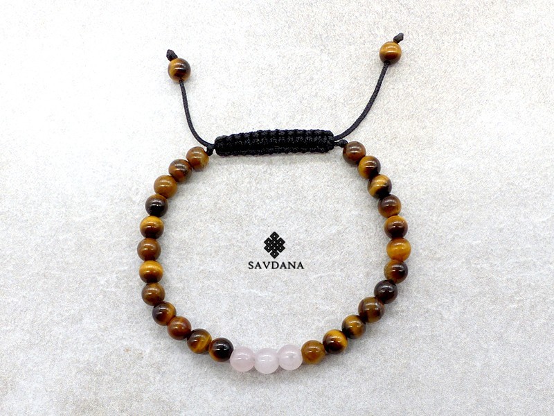 BrMala435 Bracelet Mala Oeil de Tigre Quartz Rose
