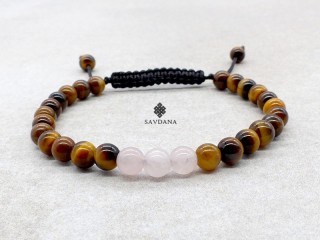 BrMala435 Bracelet Mala Oeil de Tigre Quartz Rose
