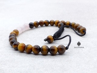 BrMala435 Bracelet Mala Oeil de Tigre Quartz Rose
