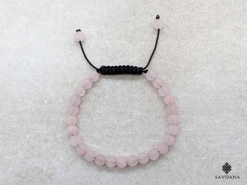 BrMala438 Bracelet Mala Quartz Rose Mat