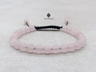BrMala438 Bracelet Mala Quartz Rose Mat