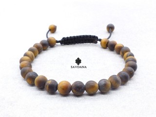 BrMala439 Bracelet Mala Oeil de Tigre Mat