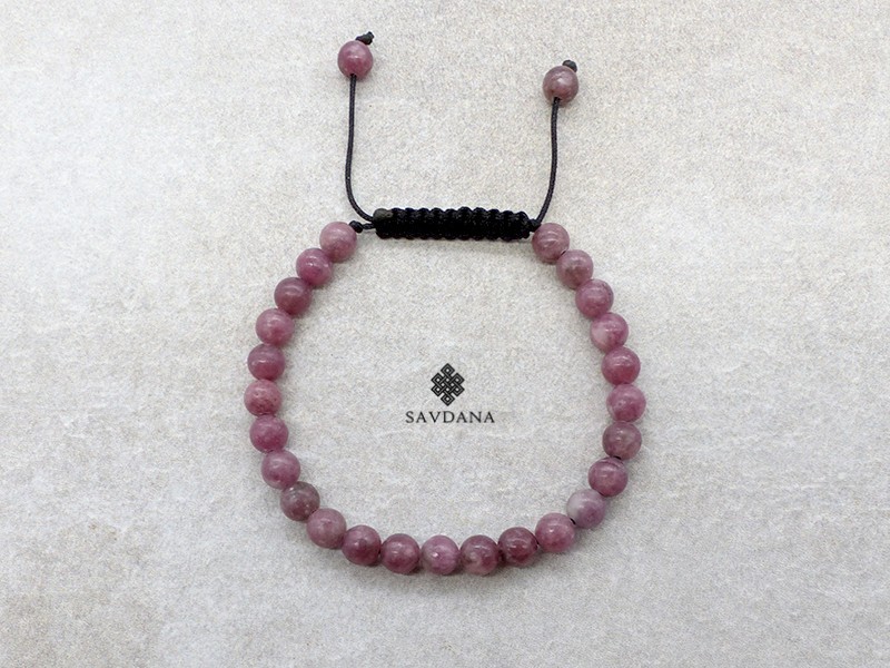 BrMala440 Bracelet Mala de Prières Tibétain Lépidolite Mat