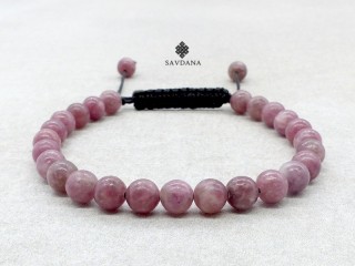 BrMala440 Bracelet Mala de Prières Tibétain Lépidolite Mat