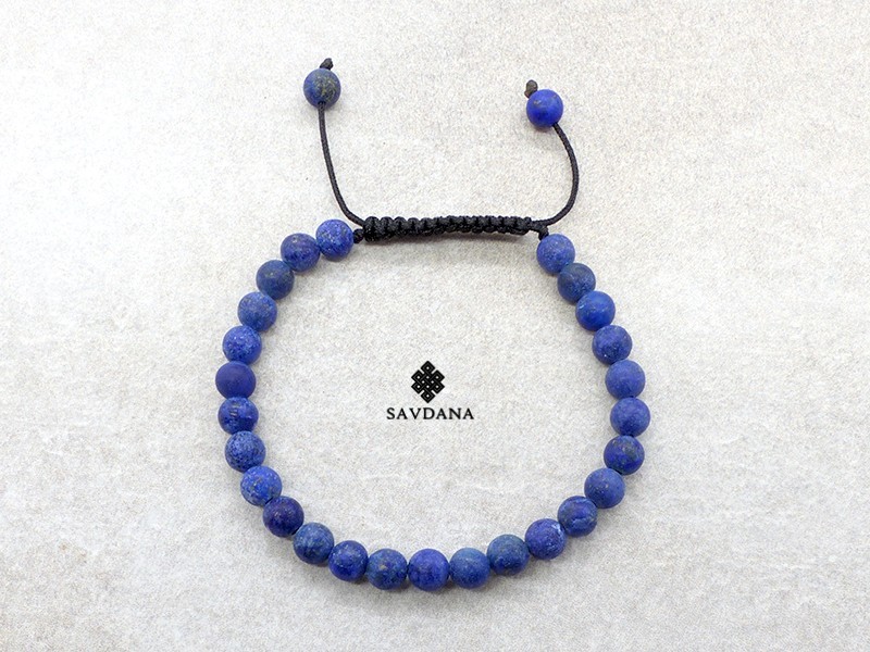 BrMala441 Bracelet Mala de Prières Tibétain Lapis Lazuli Mat