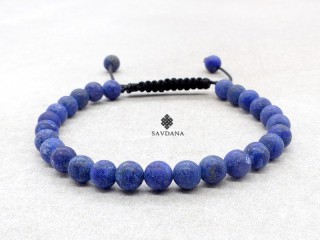BrMala441 Bracelet Mala de Prières Tibétain Lapis Lazuli Mat