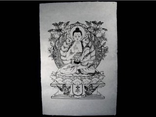 AF45 Affiche Tibétaine Papier Népalais Bouddha