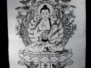 AF45 Affiche Tibétaine Papier Népalais Bouddha