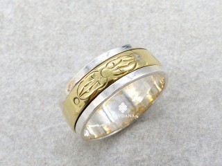 BA501. Bague Argent Massif et Laiton Mantra