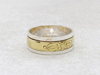 BA501. Bague Argent Massif et Laiton Mantra