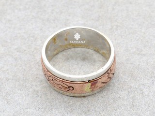 BA502. Bague Argent Massif et Cuivre Mantra